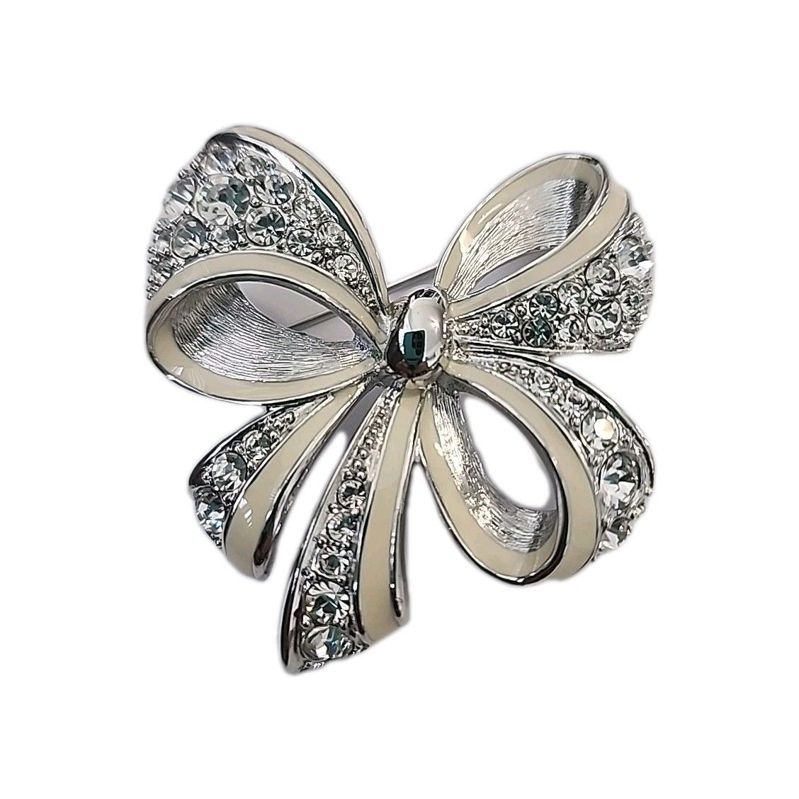 Nolan Miller Glamour Collection Brooch Shining Spirit Enamel Rhinestone Bow Vtg 59$